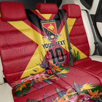 Custom Papua New Guinea Rugby Back Car Seat Cover Bird of Paradise and Hibiscus Polynesian Pattern Red Color LT03