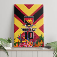 Custom Papua New Guinea Rugby Canvas Wall Art Bird of Paradise and Hibiscus Polynesian Pattern Red Color LT03 - Polynesian Pride