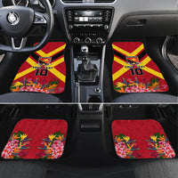 Custom Papua New Guinea Rugby Car Mats Bird of Paradise and Hibiscus Polynesian Pattern Red Color LT03 Set 4pcs Red - Polynesian Pride