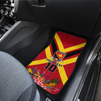 Custom Papua New Guinea Rugby Car Mats Bird of Paradise and Hibiscus Polynesian Pattern Red Color LT03 - Polynesian Pride