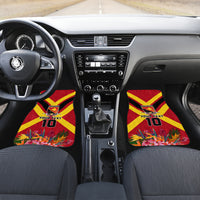 Custom Papua New Guinea Rugby Car Mats Bird of Paradise and Hibiscus Polynesian Pattern Red Color LT03 Set 2pcs - Front Red - Polynesian Pride