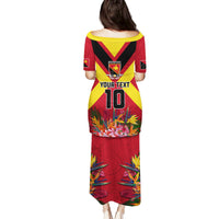 Custom Papua New Guinea Rugby Family Matching Puletasi and Hawaiian Shirt Bird of Paradise and Hibiscus Polynesian Pattern Red Color LT03