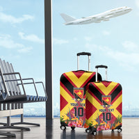 Custom Papua New Guinea Rugby Luggage Cover Bird of Paradise and Hibiscus Polynesian Pattern Red Color