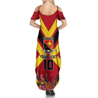 Custom Papua New Guinea Rugby Summer Maxi Dress Bird of Paradise and Hibiscus Polynesian Pattern Red Color LT03 - Polynesian Pride