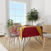 Custom Papua New Guinea Rugby Tablecloth Bird of Paradise and Hibiscus Polynesian Pattern Red Color LT03 - Polynesian Pride