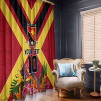Custom Papua New Guinea Rugby Window Curtain Bird of Paradise and Hibiscus Polynesian Pattern Red Color LT03 - Polynesian Pride