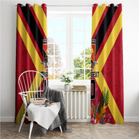Custom Papua New Guinea Rugby Window Curtain Bird of Paradise and Hibiscus Polynesian Pattern Red Color LT03 - Polynesian Pride