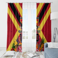 Custom Papua New Guinea Rugby Window Curtain Bird of Paradise and Hibiscus Polynesian Pattern Red Color LT03 - Polynesian Pride