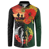 New Zealand and Australia ANZAC Day Button Sweatshirt Lest We Forget Indigenous and Maori Pattern LT03 Multicolor - Polynesian Pride