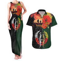 New Zealand and Australia ANZAC Day Couples Matching Tank Maxi Dress and Hawaiian Shirt Lest We Forget Indigenous and Maori Pattern