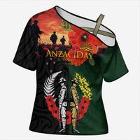 New Zealand and Australia ANZAC Day Cross Shoulder Shirt Lest We Forget Indigenous and Maori Pattern LT03 Female Multicolor - Polynesian Pride