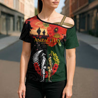 New Zealand and Australia ANZAC Day Cross Shoulder Shirt Lest We Forget Indigenous and Maori Pattern LT03 - Polynesian Pride