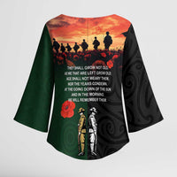 New Zealand and Australia ANZAC Day Kimono Sleeve Blouse Lest We Forget Indigenous and Maori Pattern LT03 - Polynesian Pride