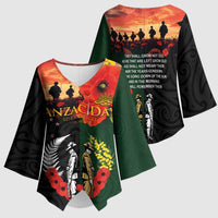 New Zealand and Australia ANZAC Day Kimono Sleeve Blouse Lest We Forget Indigenous and Maori Pattern LT03 - Polynesian Pride