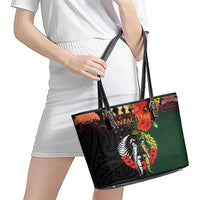 New Zealand and Australia ANZAC Day Leather Tote Bag Lest We Forget Indigenous and Maori Pattern LT03 - Polynesian Pride