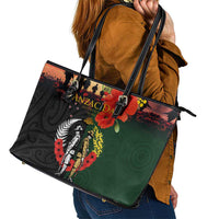 New Zealand and Australia ANZAC Day Leather Tote Bag Lest We Forget Indigenous and Maori Pattern LT03 - Polynesian Pride