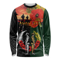 New Zealand and Australia ANZAC Day Long Sleeve Shirt Lest We Forget Indigenous and Maori Pattern LT03 Unisex Multicolor - Polynesian Pride