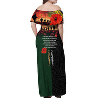 New Zealand and Australia ANZAC Day Off Shoulder Maxi Dress Lest We Forget Indigenous and Maori Pattern LT03 - Polynesian Pride