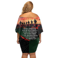New Zealand and Australia ANZAC Day Off Shoulder Short Dress Lest We Forget Indigenous and Maori Pattern LT03 - Polynesian Pride