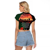 New Zealand and Australia ANZAC Day Raglan Cropped T Shirt Lest We Forget Indigenous and Maori Pattern LT03 - Polynesian Pride