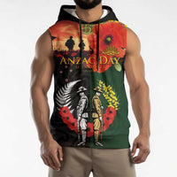 New Zealand and Australia ANZAC Day Sleeveless Hoodie Lest We Forget Indigenous and Maori Pattern LT03 - Polynesian Pride
