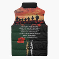New Zealand and Australia ANZAC Day Sleeveless Puffer Jacket Lest We Forget Indigenous and Maori Pattern LT03 - Polynesian Pride