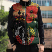New Zealand and Australia ANZAC Day Sleeveless Puffer Jacket Lest We Forget Indigenous and Maori Pattern LT03 - Polynesian Pride