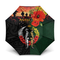 New Zealand and Australia ANZAC Day Umbrella Lest We Forget Indigenous and Maori Pattern LT03 One Size Folded 11.42 inch Opened Diameter 37.4 inch Multicolor - Polynesian Pride