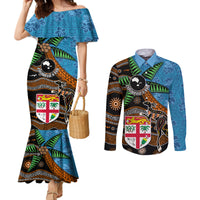 Fiji and Australia Couples Matching Mermaid Dress and Long Sleeve Button Shirt Fijian and Aboriginal mix Culture