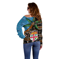 Fiji and Australia Off Shoulder Sweater Fijian and Aboriginal mix Culture