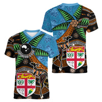 Fiji and Australia Women V-Neck T-Shirt Fijian and Aboriginal mix Culture