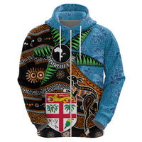 Fiji and Australia Zip Hoodie Fijian and Aboriginal mix Culture