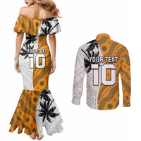 Custom Fiji and Australia Rugby Couples Matching Mermaid Dress and Long Sleeve Button Shirt Tapa Mix Aboriginal Pattern Half Style LT03 - Polynesian Pride
