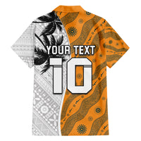 Custom Fiji and Australia Rugby Family Matching Off The Shoulder Long Sleeve Dress and Hawaiian Shirt Tapa Mix Aboriginal Pattern Half Style