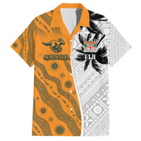 Custom Fiji and Australia Rugby Hawaiian Shirt Tapa Mix Aboriginal Pattern Half Style LT03 White - Polynesian Pride