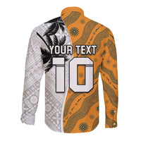 Custom Fiji and Australia Rugby Long Sleeve Button Shirt Tapa Mix Aboriginal Pattern Half Style