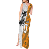 Custom Fiji and Australia Rugby Tank Maxi Dress Tapa Mix Aboriginal Pattern Half Style LT03 - Polynesian Pride