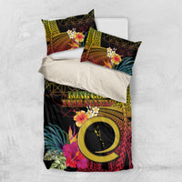 Vanuatu Independence Day Bedding Set Sand Drawing Melanesian Vibes LT03 US Twin 172cm x 218cm Black - Polynesian Pride