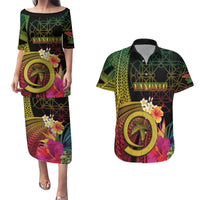 Vanuatu Independence Day Couples Matching Puletasi and Hawaiian Shirt Sand Drawing Melanesian Vibes LT03 Black - Polynesian Pride
