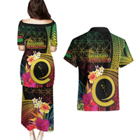 Vanuatu Independence Day Couples Matching Puletasi and Hawaiian Shirt Sand Drawing Melanesian Vibes LT03 - Polynesian Pride
