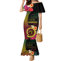Vanuatu Independence Day Mermaid Dress Sand Drawing Melanesian Vibes LT03 Women Black - Polynesian Pride