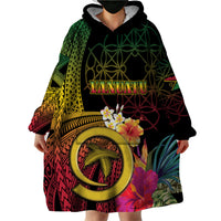 Vanuatu Independence Day Wearable Blanket Hoodie Sand Drawing Melanesian Vibes LT03 - Polynesian Pride