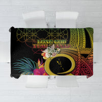 Vanuatu Selebretem 44th Indipendens Dei Tablecloth Sand Drawing Melanesian Vibes LT03 Black - Polynesian Pride