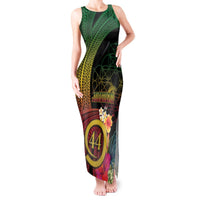Vanuatu Selebretem 44th Indipendens Dei Tank Maxi Dress Sand Drawing Melanesian Vibes LT03 Women Black - Polynesian Pride