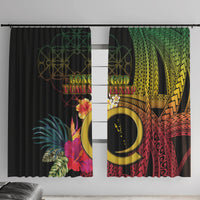 Vanuatu Selebretem 44th Indipendens Dei Window Curtain Sand Drawing Melanesian Vibes LT03 With Hooks Black - Polynesian Pride