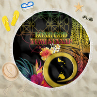 Vanuatu Shefa Day Beach Blanket Sand Drawing Melanesian LT03 One Size 150cm Black - Polynesian Pride