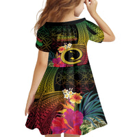 Vanuatu Shefa Day Kid Short Sleeve Dress Sand Drawing Melanesian