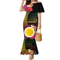 Vanuatu Shefa Day Mermaid Dress Sand Drawing Melanesian LT03 Women Black - Polynesian Pride