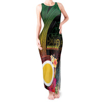 Vanuatu Shefa Day Tank Maxi Dress Sand Drawing Melanesian LT03 Women Black - Polynesian Pride