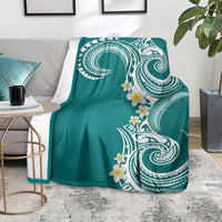 Aloha Polynesian Plumeria Flower Blanket Teal Color LT03 - Polynesian Pride